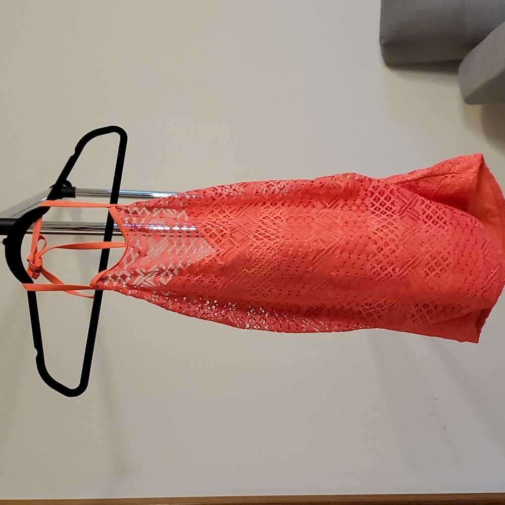 Swim halter top rincon tankini w/shirring Island Escape size 16-pink NWT